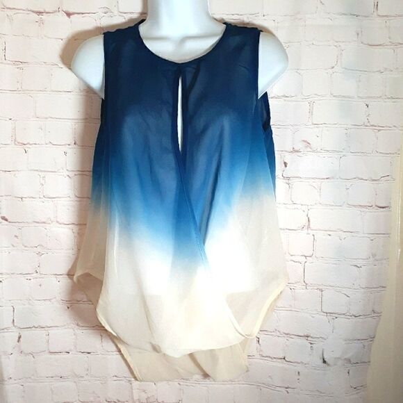 NWT Young Fabulous & Broke Blue Ombre Split Front/Back Sleeveless Top Sz XS $150 - Picture 1 of 8